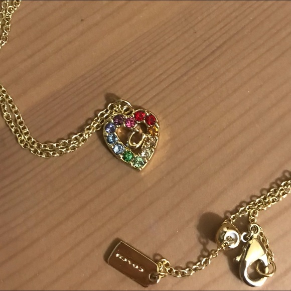 🌈 Rainbow Pave Sculpted Signature Heart Slider Necklace * Special Edition *💕 - Picture 3 of 7